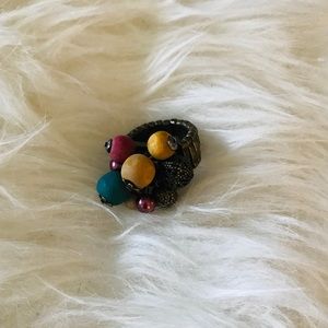 Wooden Beaded Statement Ring